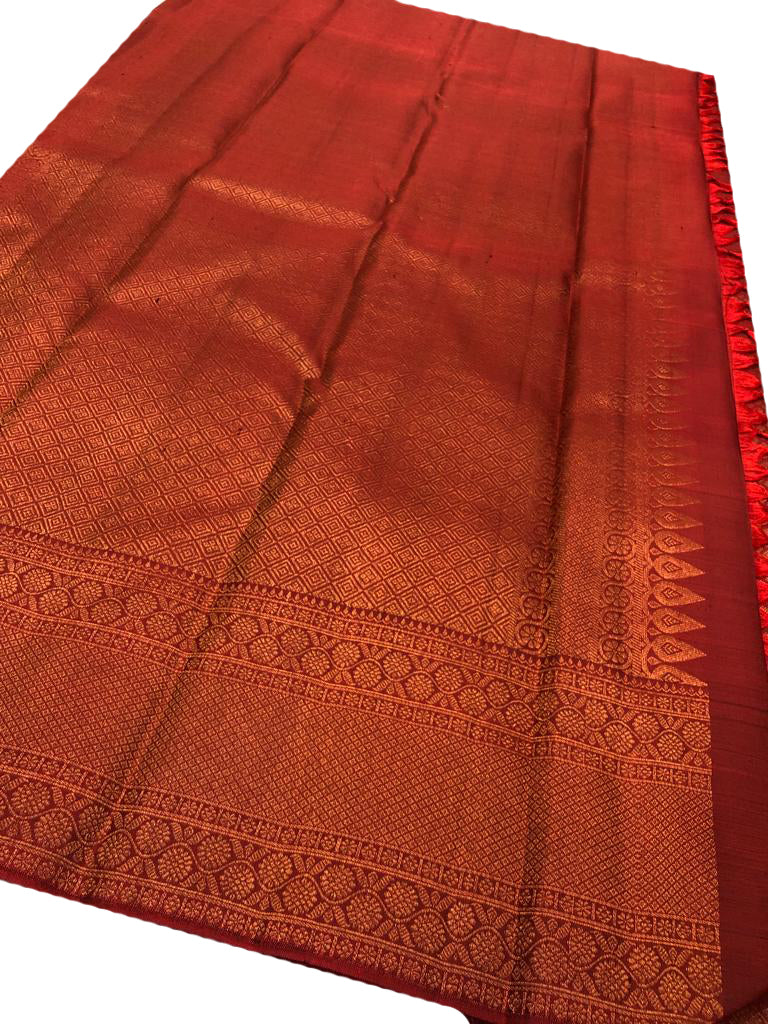 Maroon Handloom Kanjeevaram Pure Silk Saree - Luxurion World