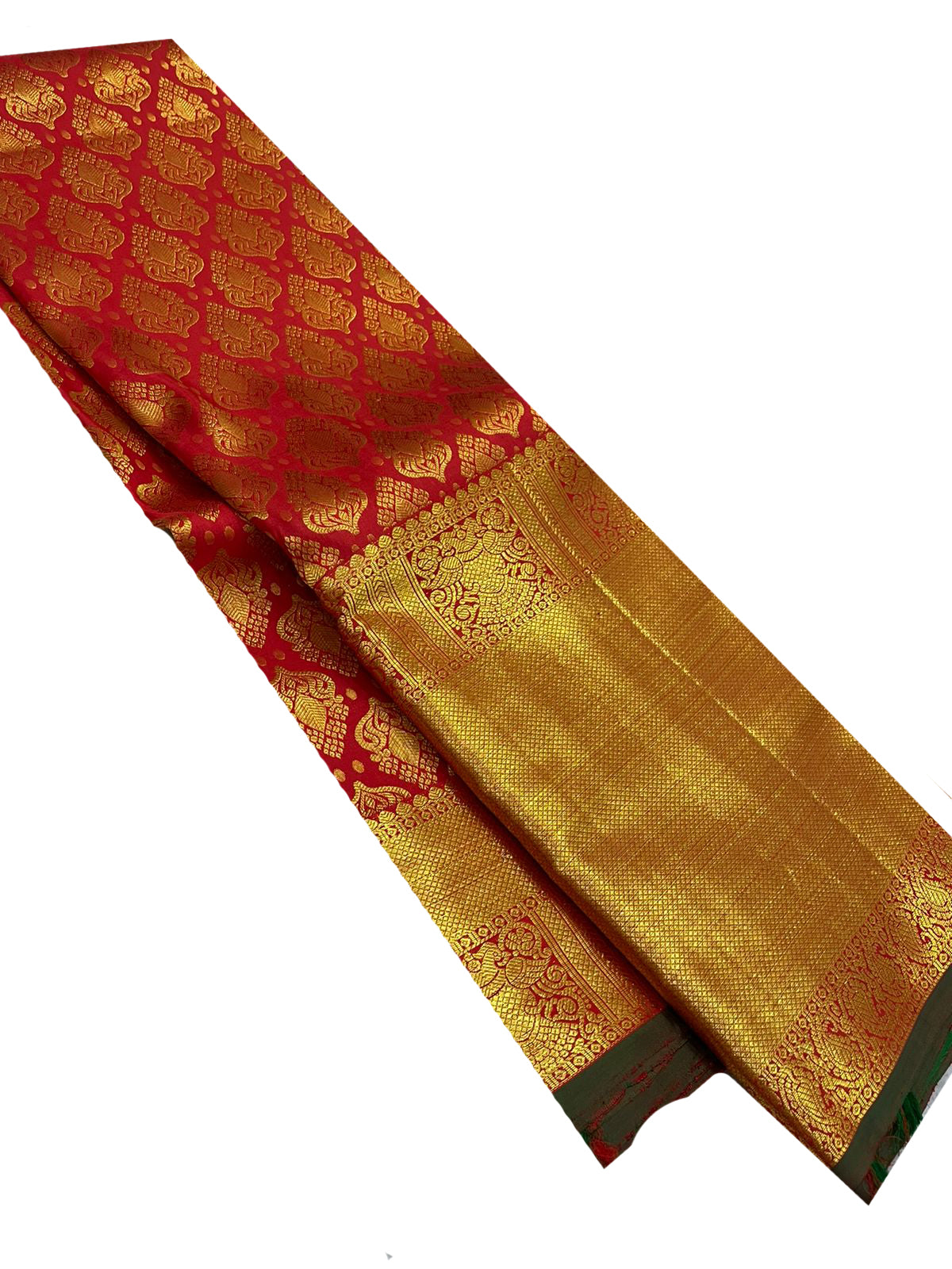 Orange Handloom Kanjeevaram Pure Silk Saree - Luxurion World