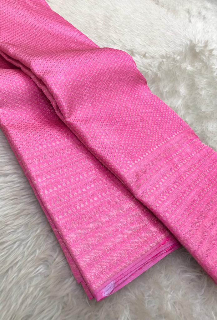 Pink Handloom Kanjeevaram Pure Silk Saree - Luxurion World
