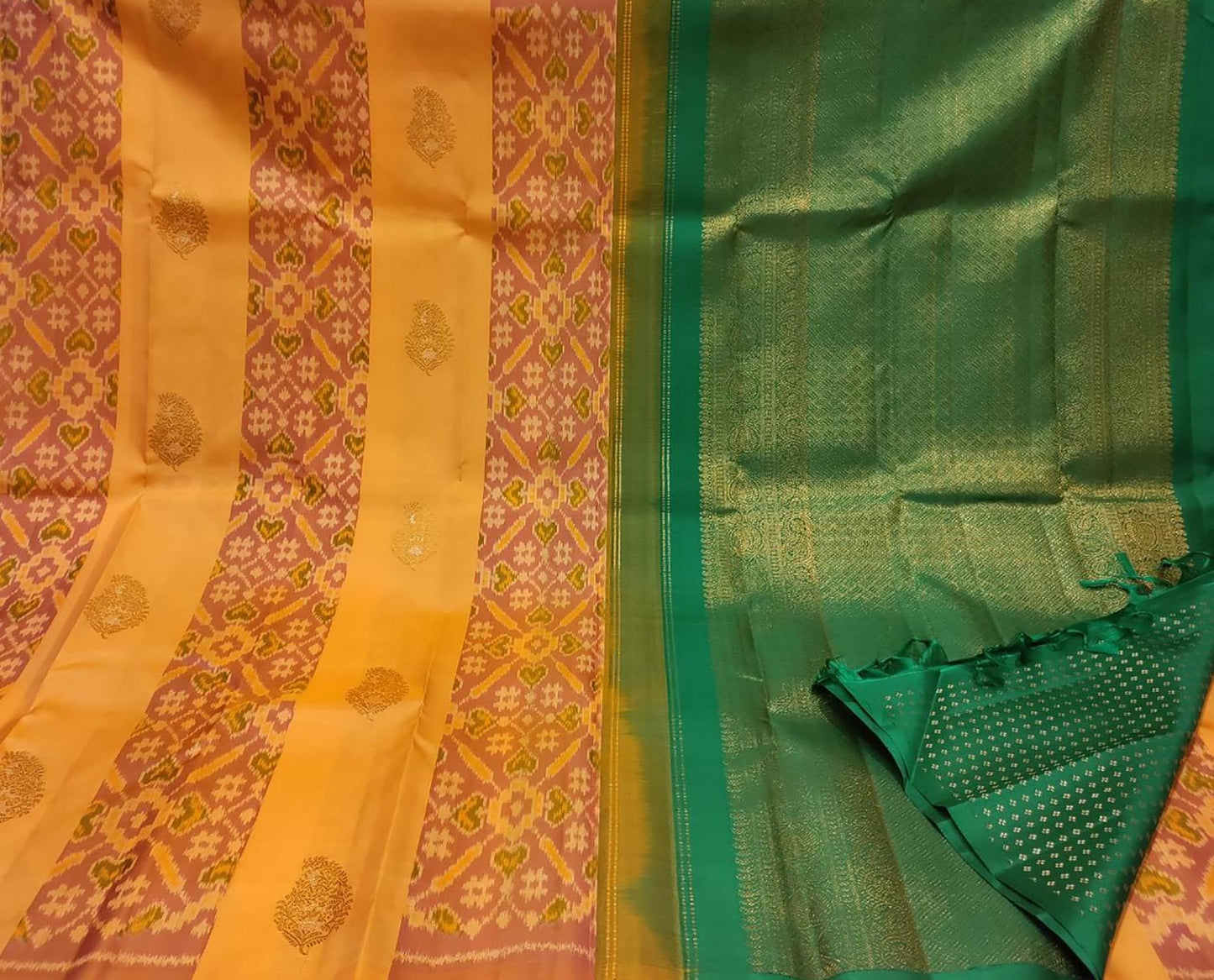 Yellow Kanjeevaram Handloom Pure Silk Saree - Luxurion World