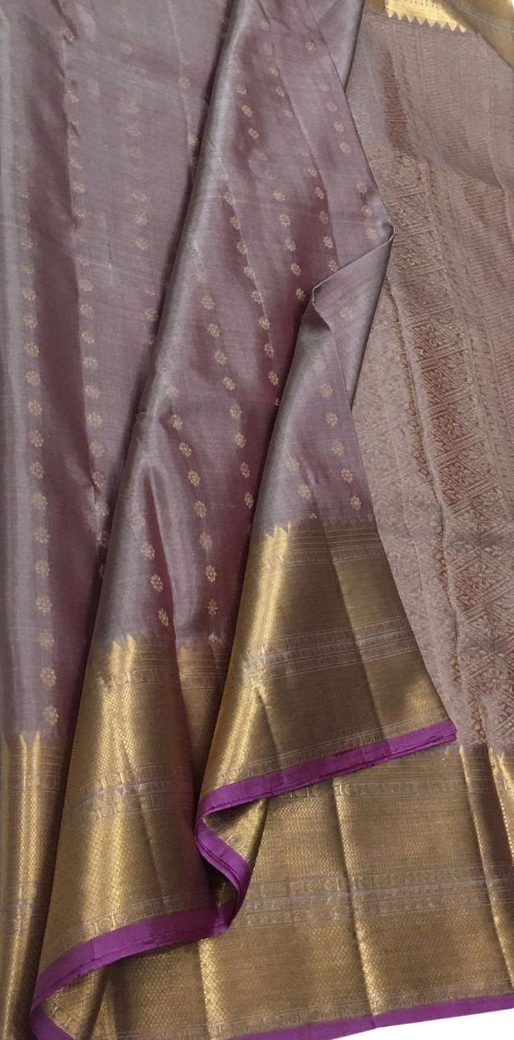 Purple Kanjeevaram Handloom Pure Silk Saree - Luxurion World