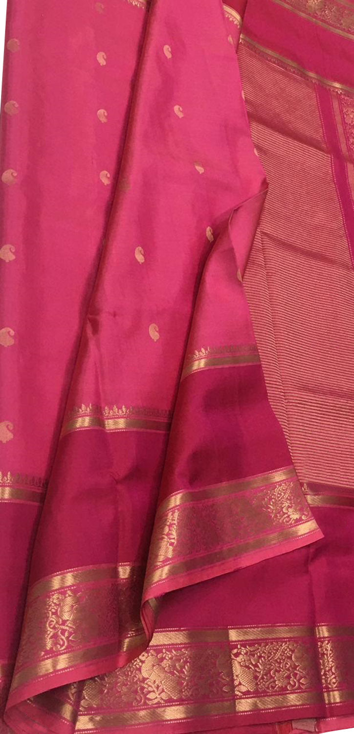 Pink Kanjeevaram Handloom Pure Silk Saree - Luxurion World