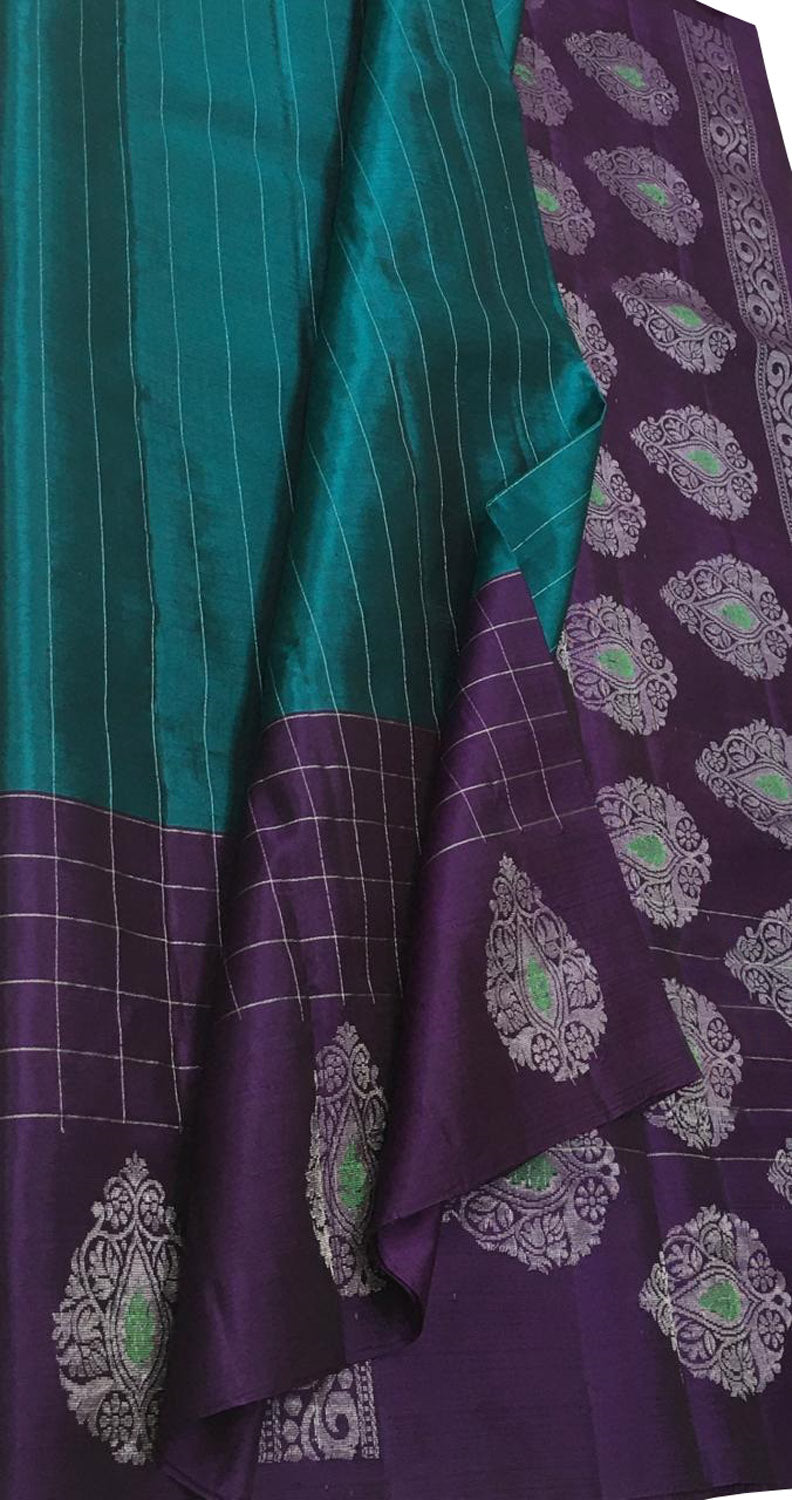 Blue Kanjeevaram Handloom Pure Silk Saree - Luxurion World