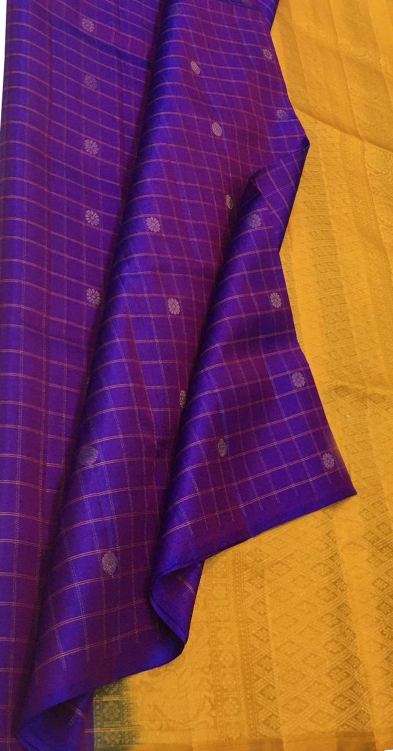 Purple Kanjeevaram Handloom Pure Silk Saree - Luxurion World