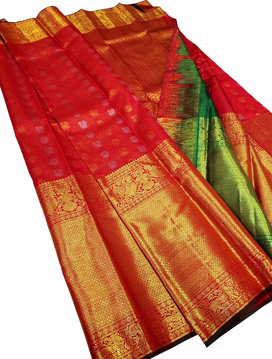 Red Kanjeevaram Handloom Pure Silk Saree - Luxurion World