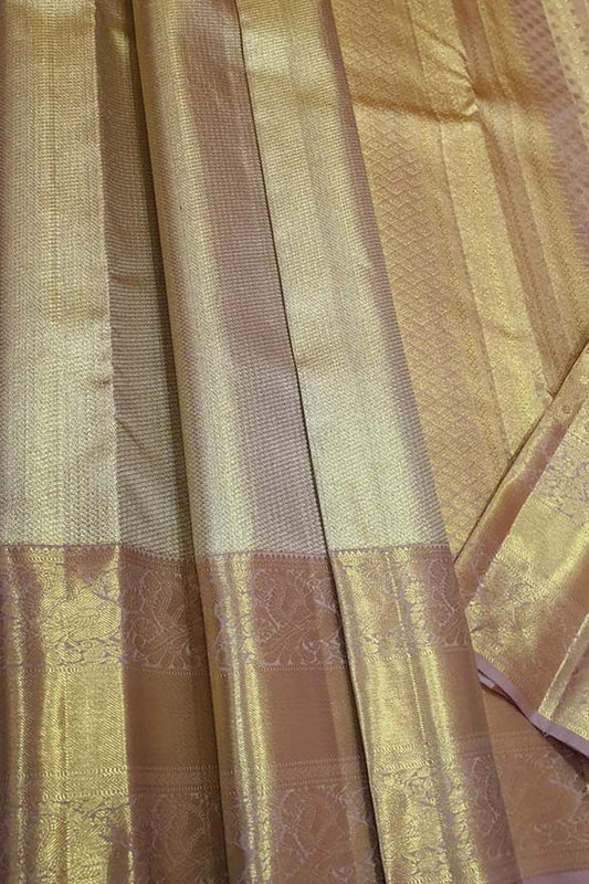 Exquisite Golden Kanjeevaram Silk Saree