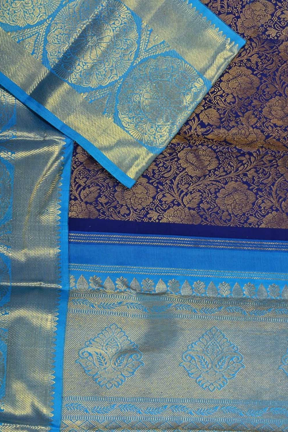 Purple Handloom Kanjeevaram Pure Silk Saree - Luxurion World