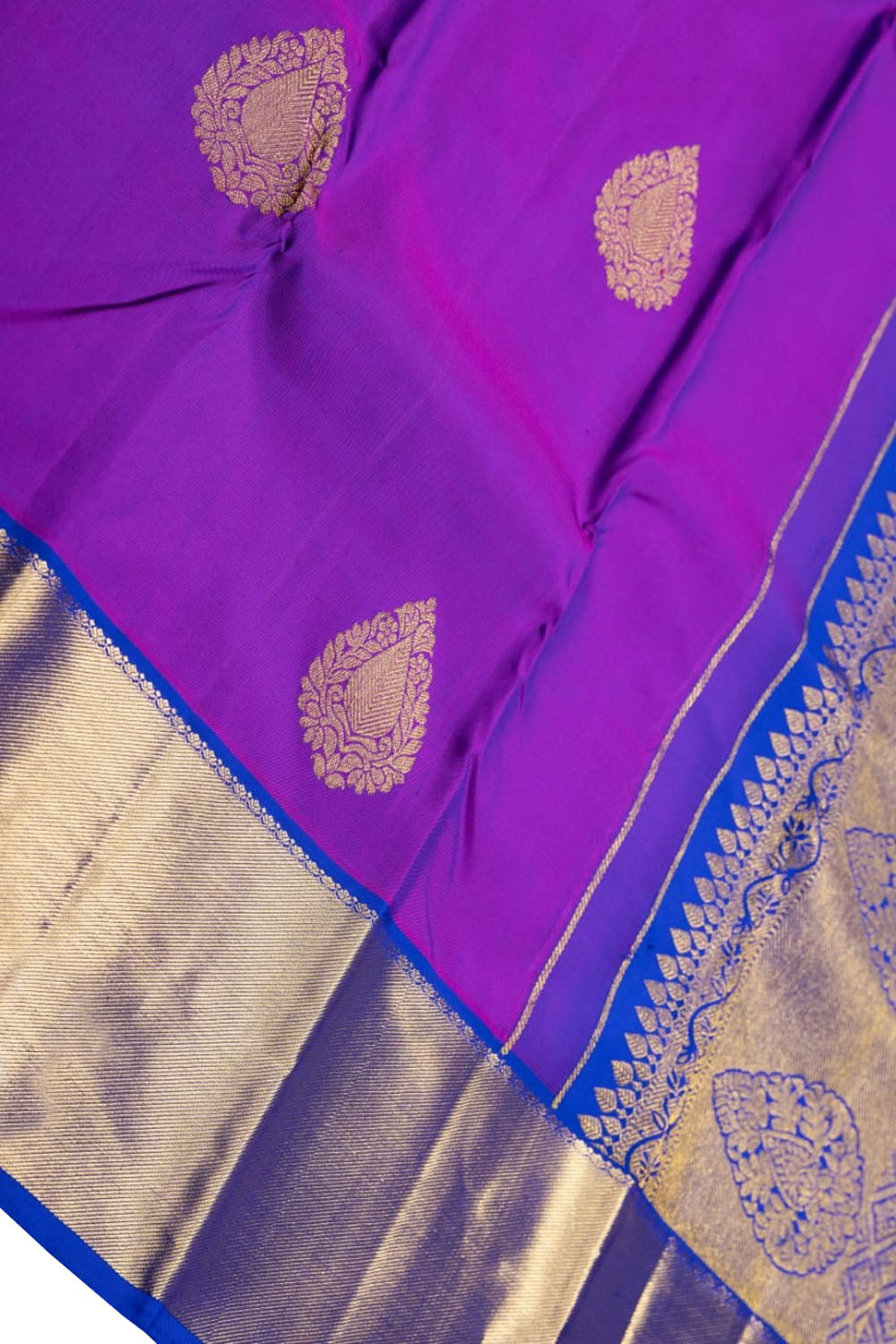 Purple Handloom Kanjeevaram Pure Silk Saree - Luxurion World