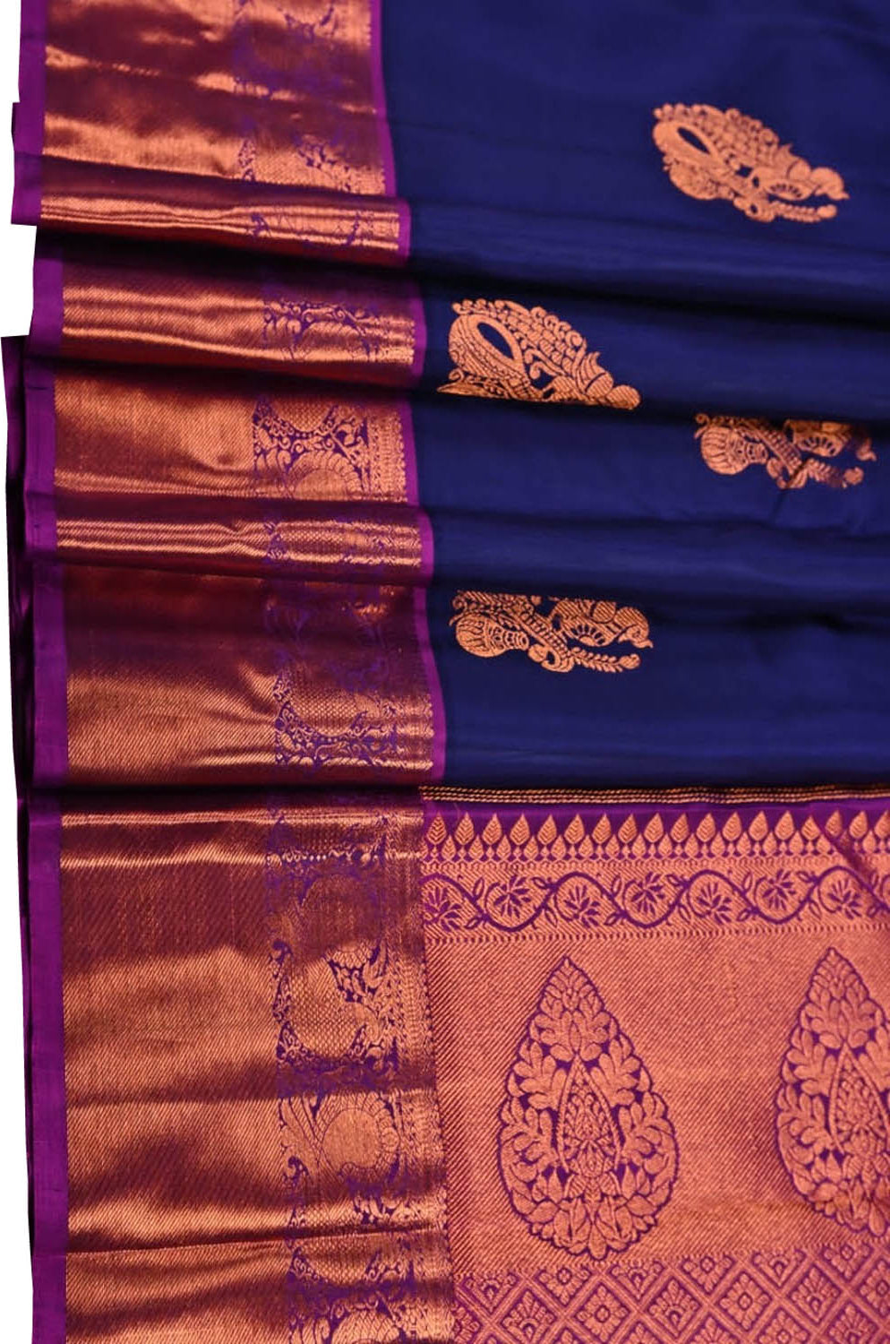 Blue Handloom Kanjeevaram Pure Silk Saree - Luxurion World