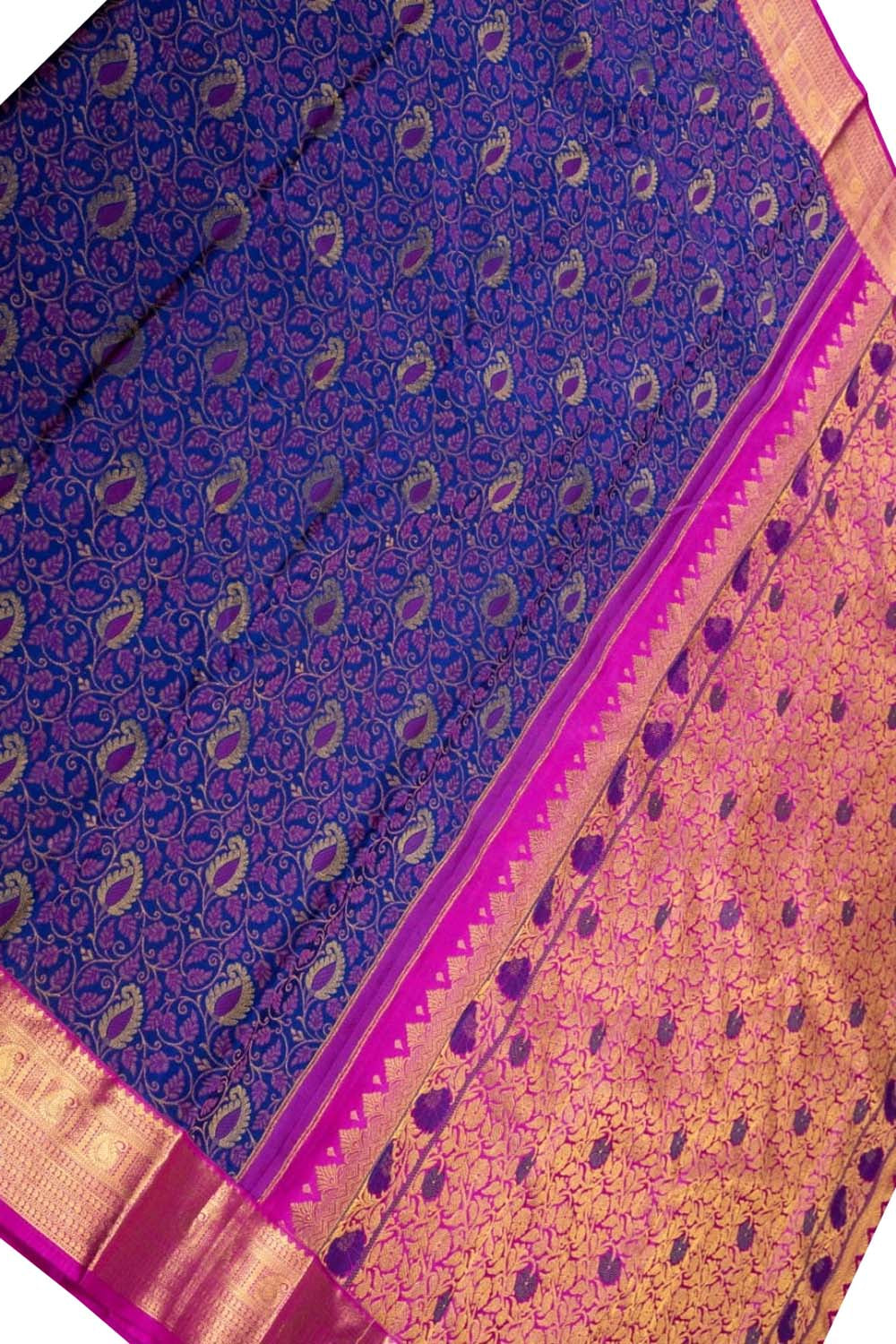 Purple Handloom Kanjeevaram Pure Silk Saree - Luxurion World