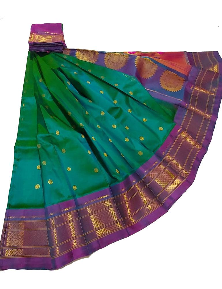 Green Handloom Paithani Pure Silk Saree - Luxurion World