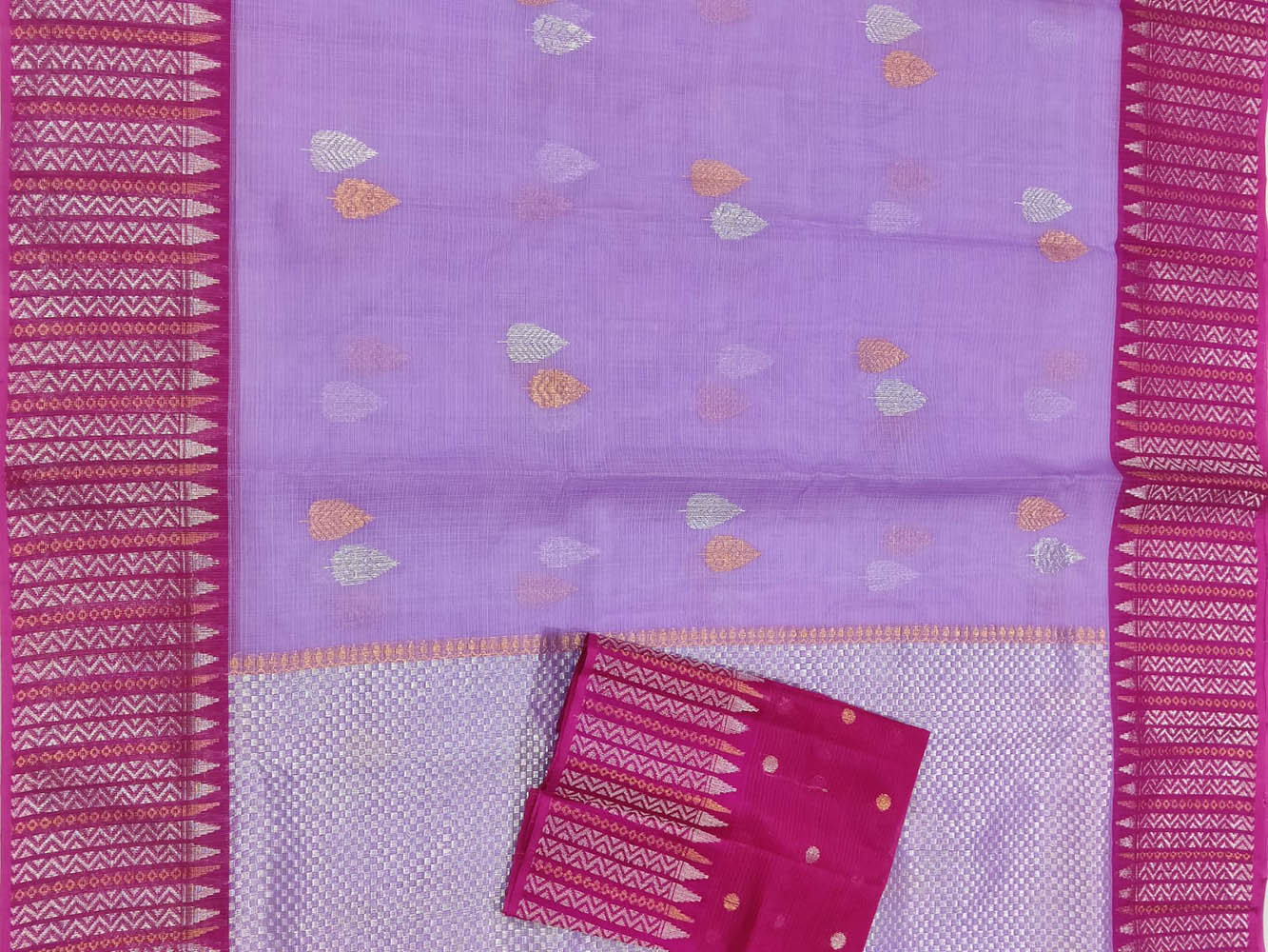 Purple Handloom Kota Doria Real Zari Sona Roopa Saree - Luxurion World