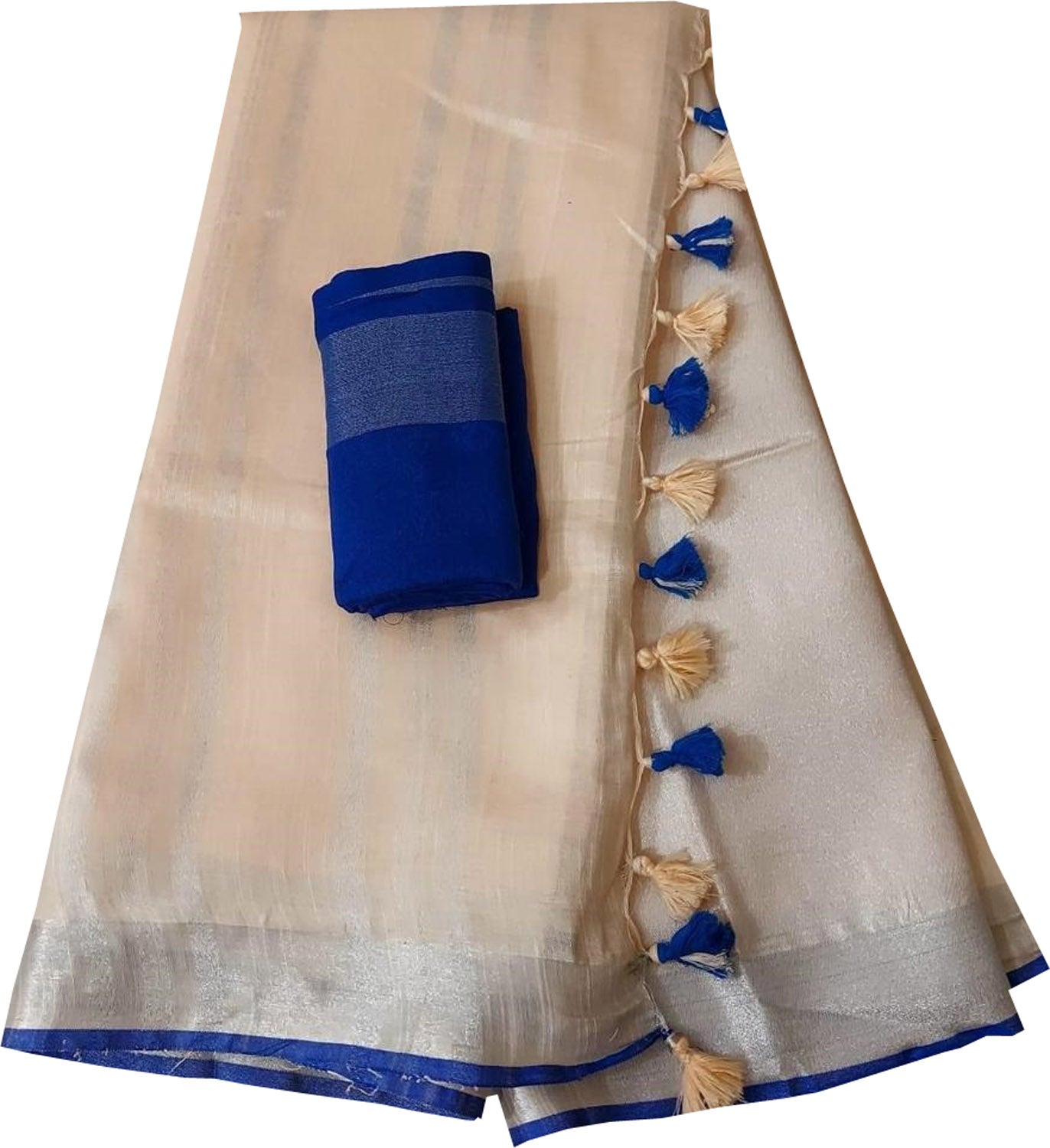 Pastel Linen Handloom Plain Saree - Luxurion World