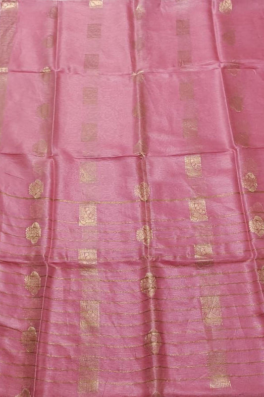 Pink Pure Linen Silk Saree