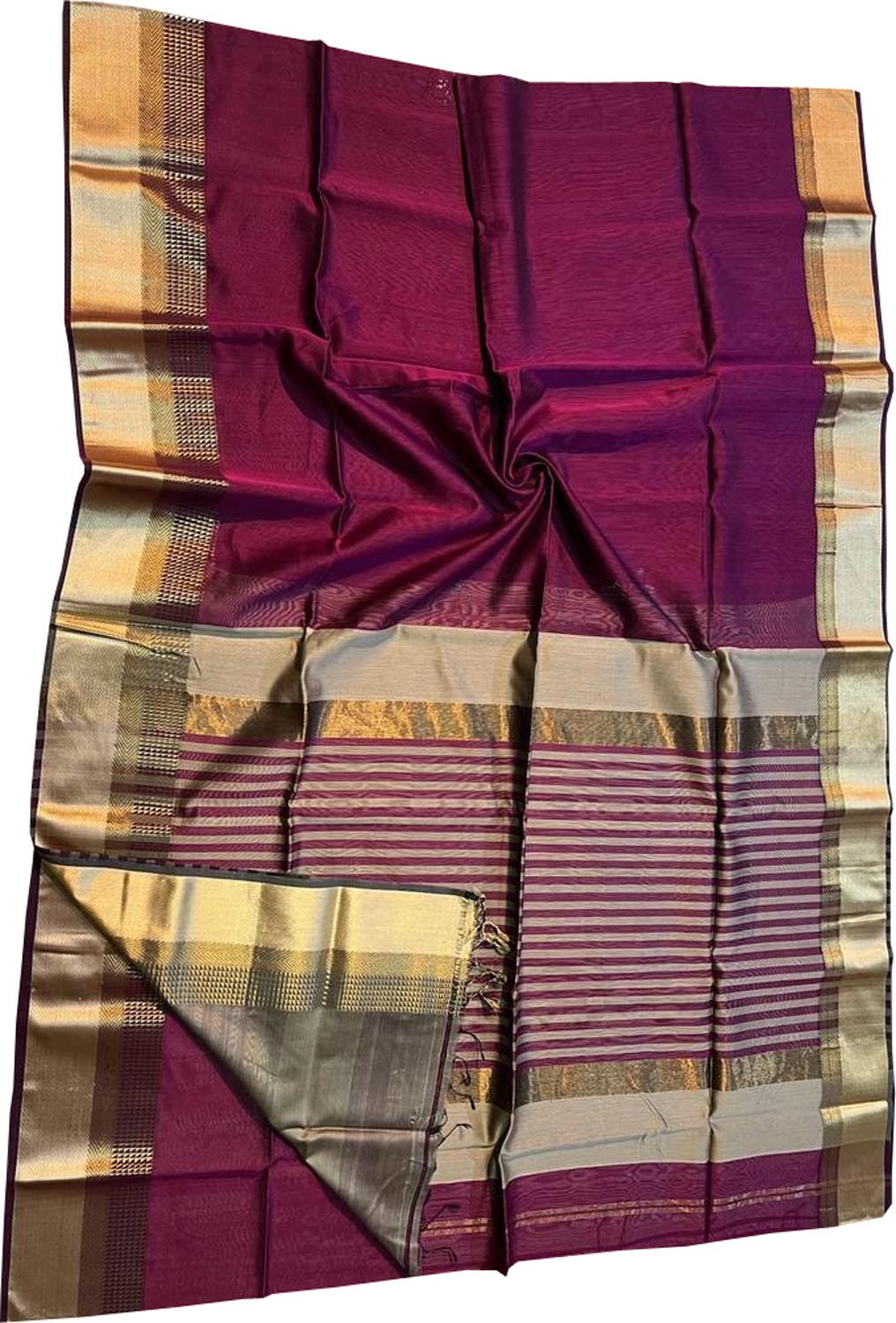 Purple Handloom Maheshwari Silk Cotton Saree - Luxurion World