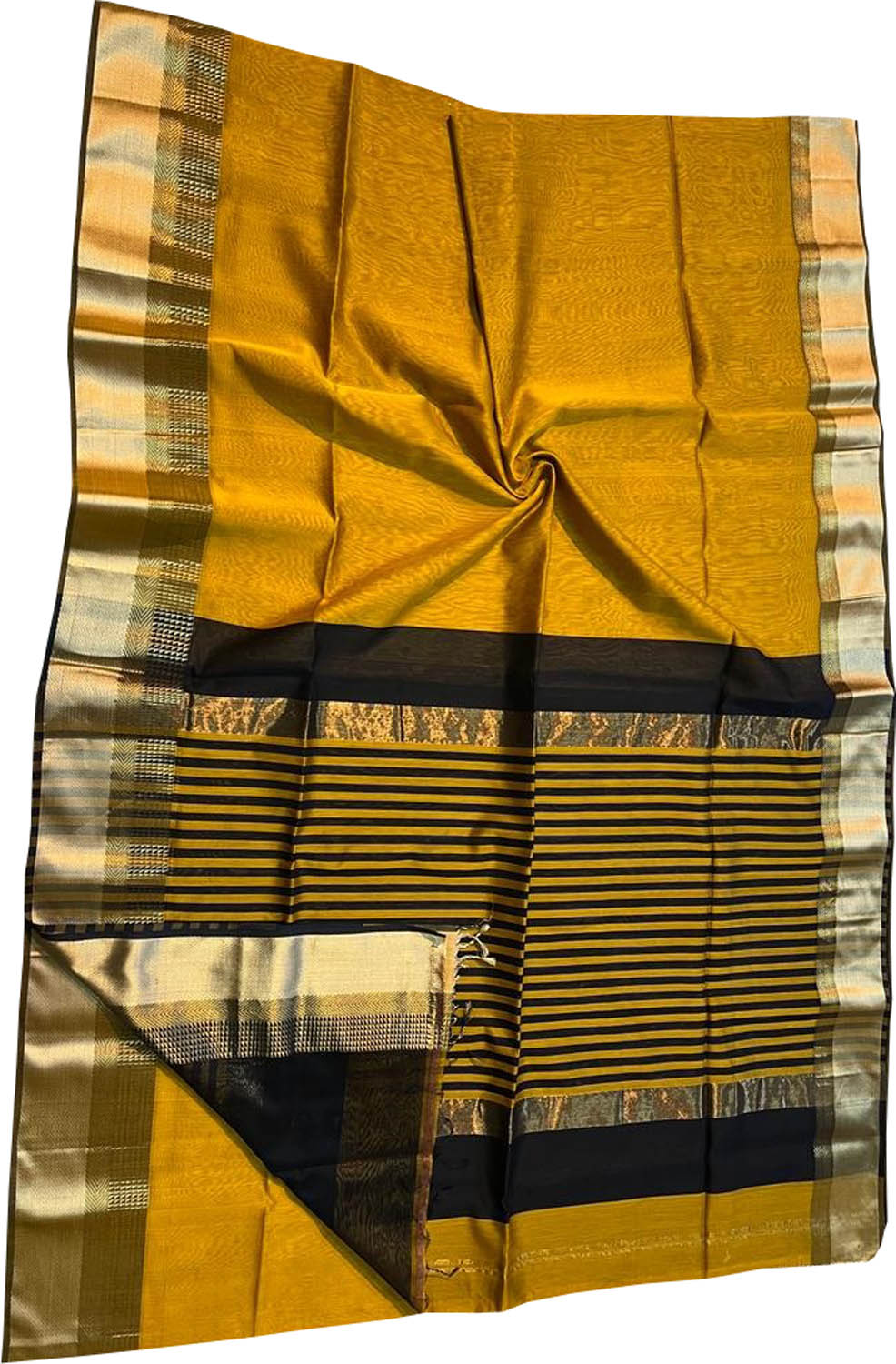 Yellow Handloom Maheshwari Silk Cotton Saree - Luxurion World