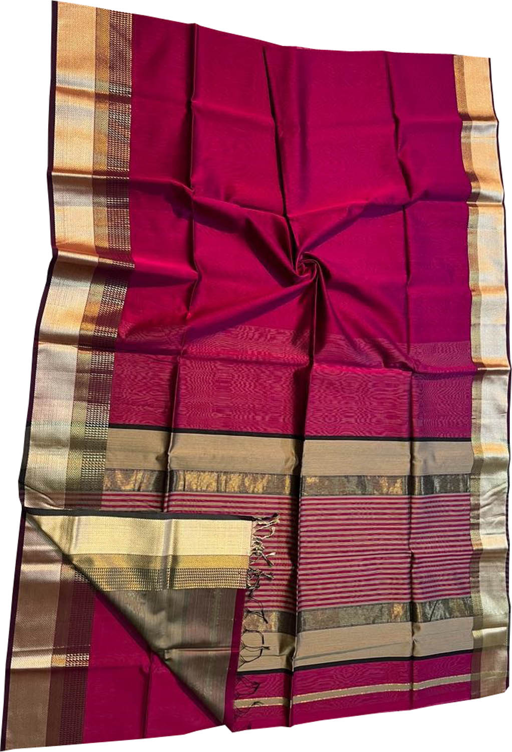 Pink Handloom Maheshwari Silk Cotton Saree - Luxurion World