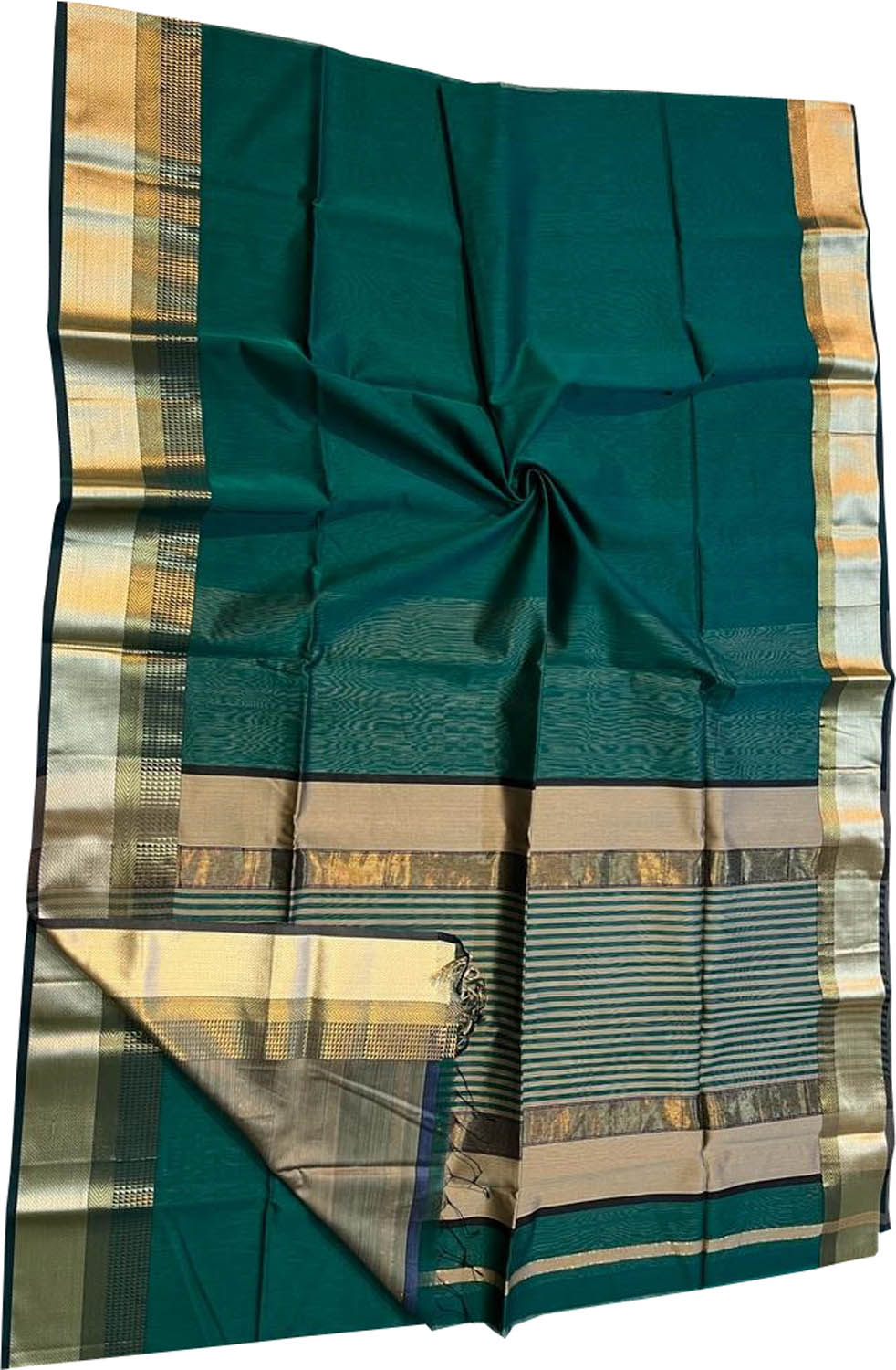 Green Handloom Maheshwari Silk Cotton Saree - Luxurion World
