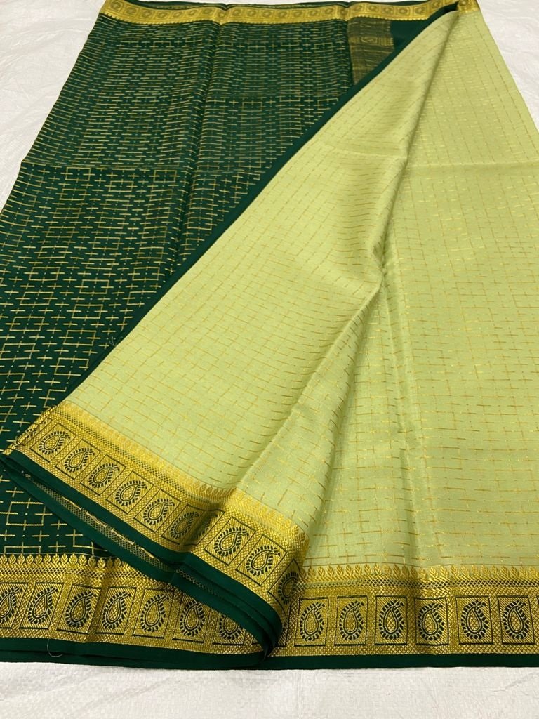 Pastel Handloom Mysore Crepe Silk Saree - Luxurion World