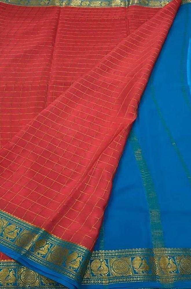 Pink Handloom Mysore Crepe Silk Saree - Luxurion World