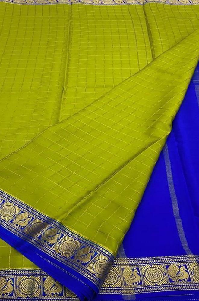 Green Handloom Mysore Crepe Silk Saree - Luxurion World