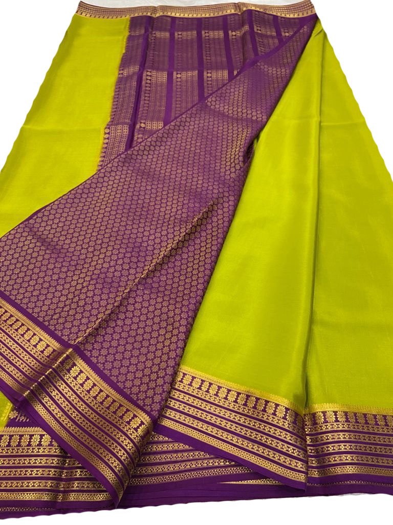Green Handloom Mysore Crepe Silk Saree - Luxurion World