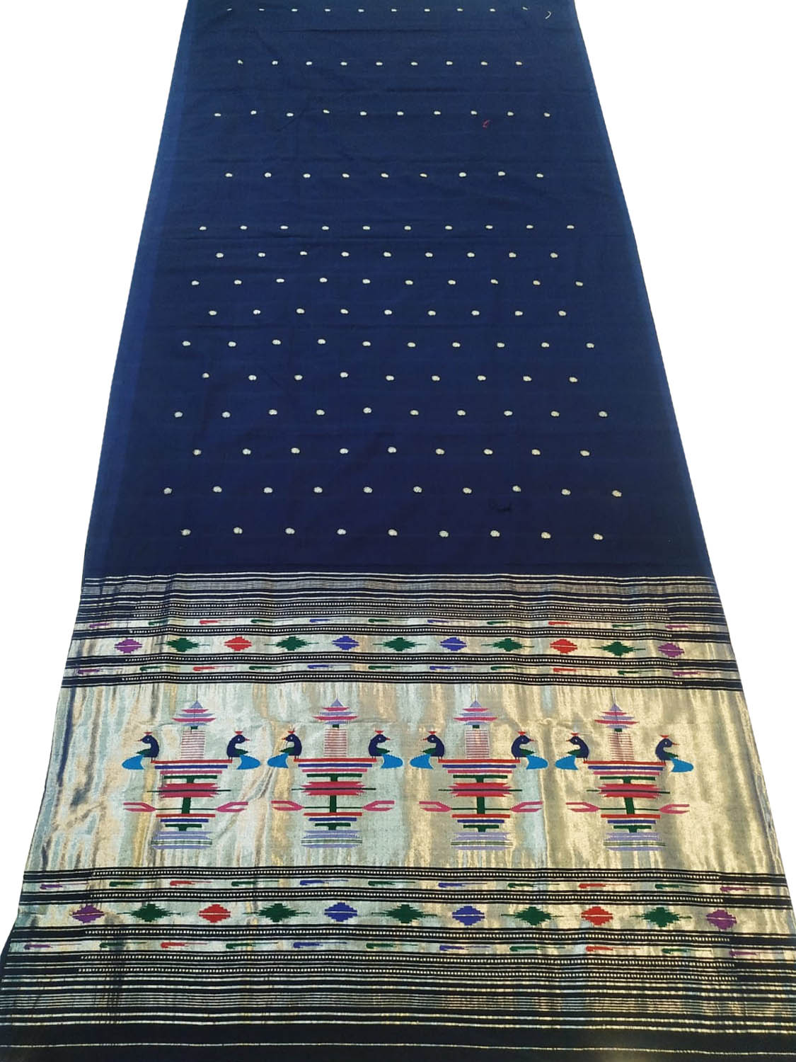 Blue Paithani Handloom Pure Cotton Saree - Luxurion World