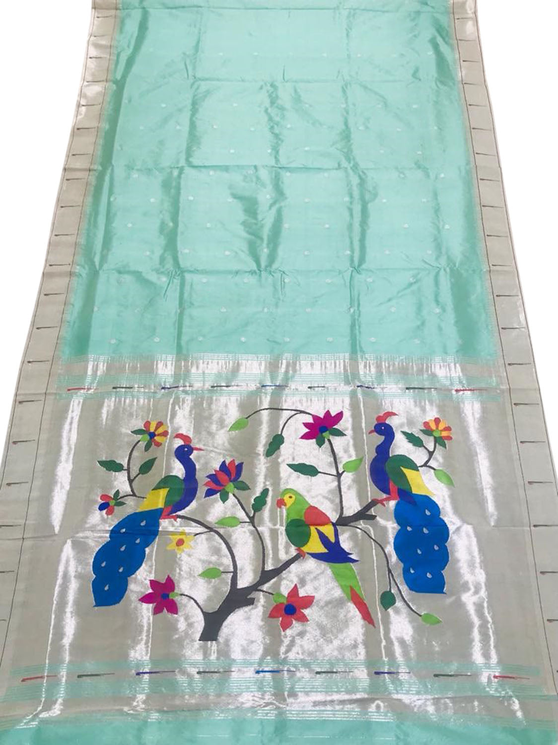 Pure Silk Blue Paithani Saree with Handloom Muniya Border - Elegant and Traditional - Luxurion World