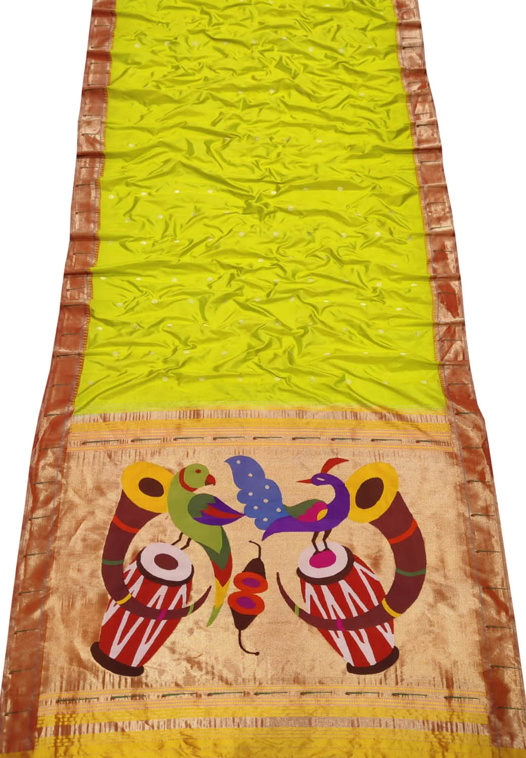 Green Paithani Handloom Pure Silk Muniya Border Saree - Luxurion World
