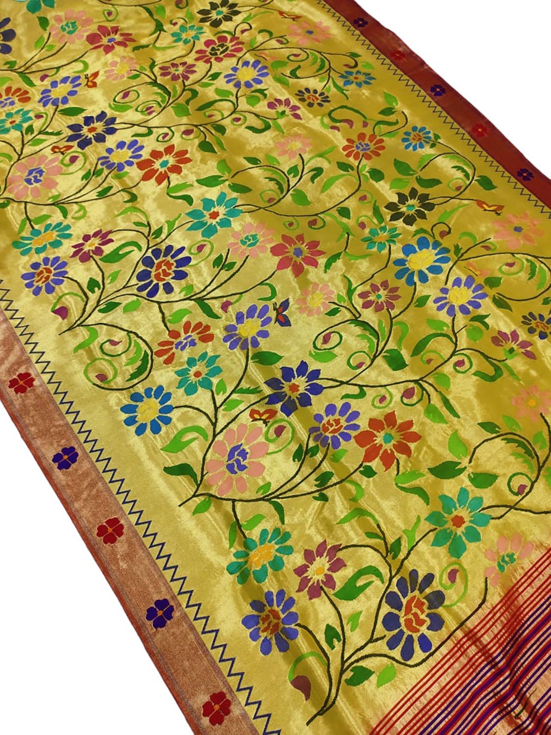 Yellow Paithani Handloom Pure Silk Saree - Luxurion World