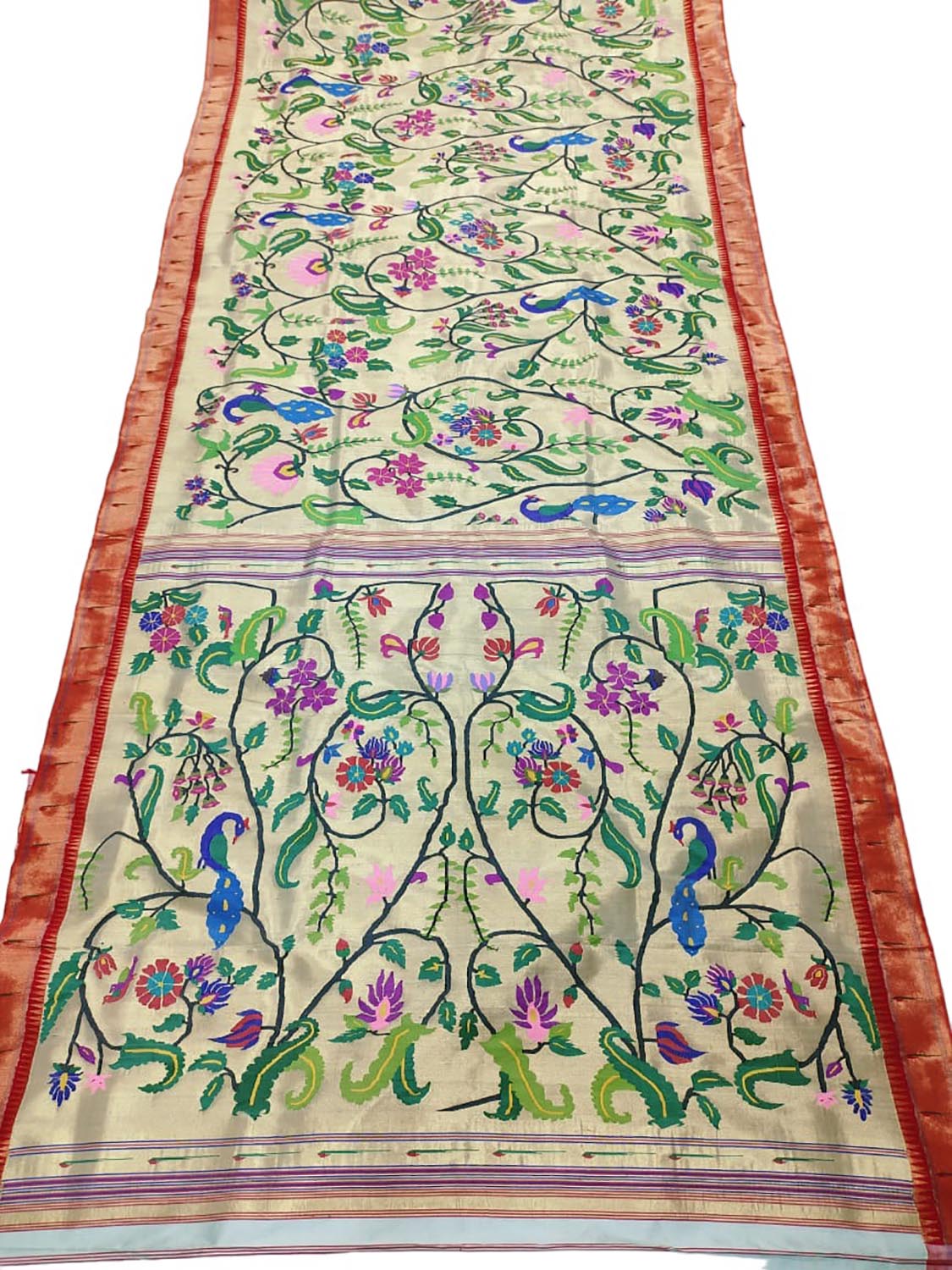 Multicolor Paithani Handloom Pure Silk Saree - Luxurion World