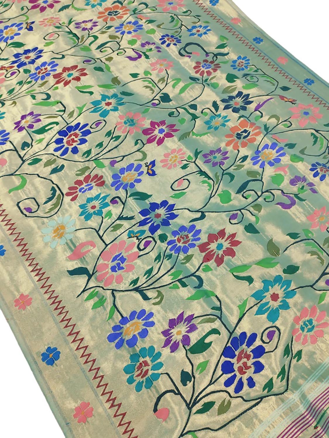 Multicolor Paithani Handloom Pure Silk Saree - Luxurion World