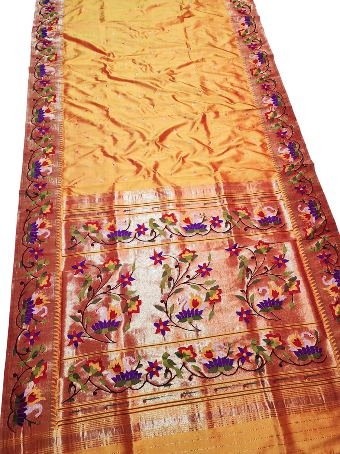 Yellow Paithani Handloom Pure Silk Saree - Luxurion World