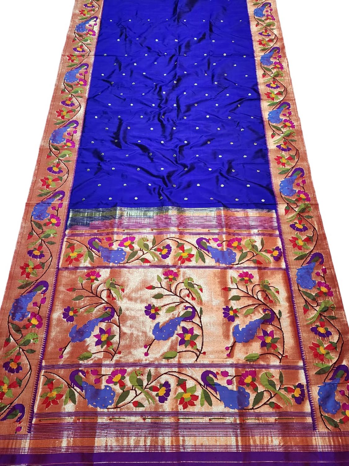 Blue Paithani Handloom Pure Silk Saree - Luxurion World