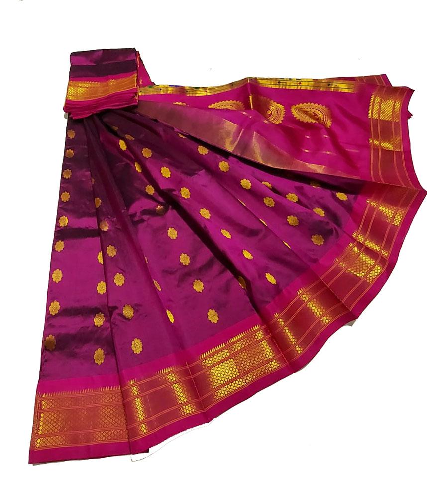 Pink Handloom Paithani Pure Silk Saree - Luxurion World