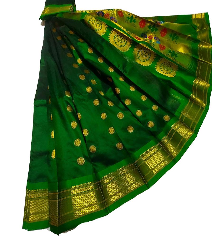 Green Handloom Paithani Pure Silk Saree - Luxurion World