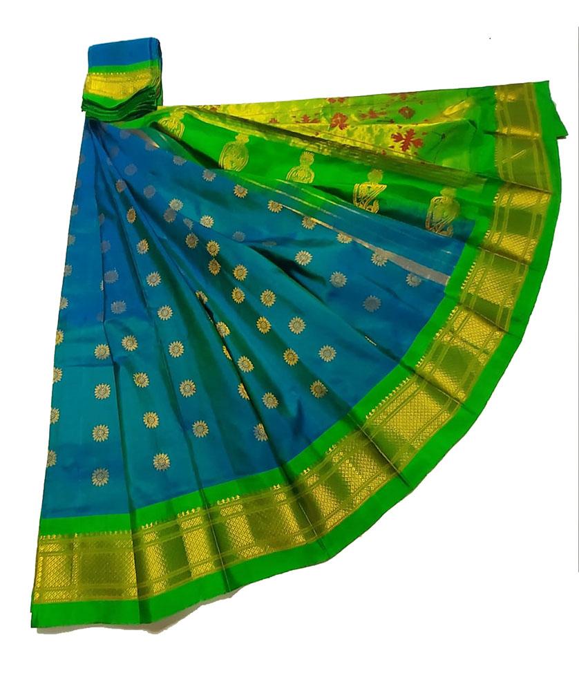 Blue Handloom Paithani Pure Silk Saree - Luxurion World