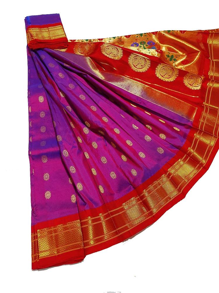 Pink Handloom Paithani Pure Silk Saree - Luxurion World