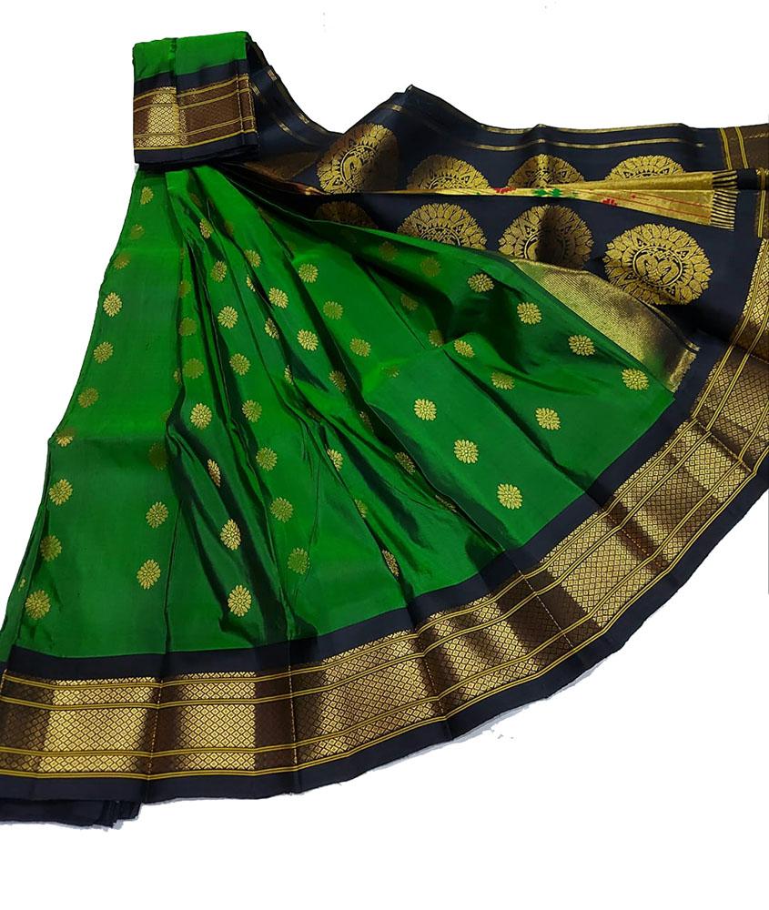Green Handloom Paithani Pure Silk Saree - Luxurion World