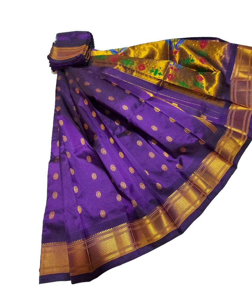 Purple Handloom Paithani Pure Silk Saree - Luxurion World