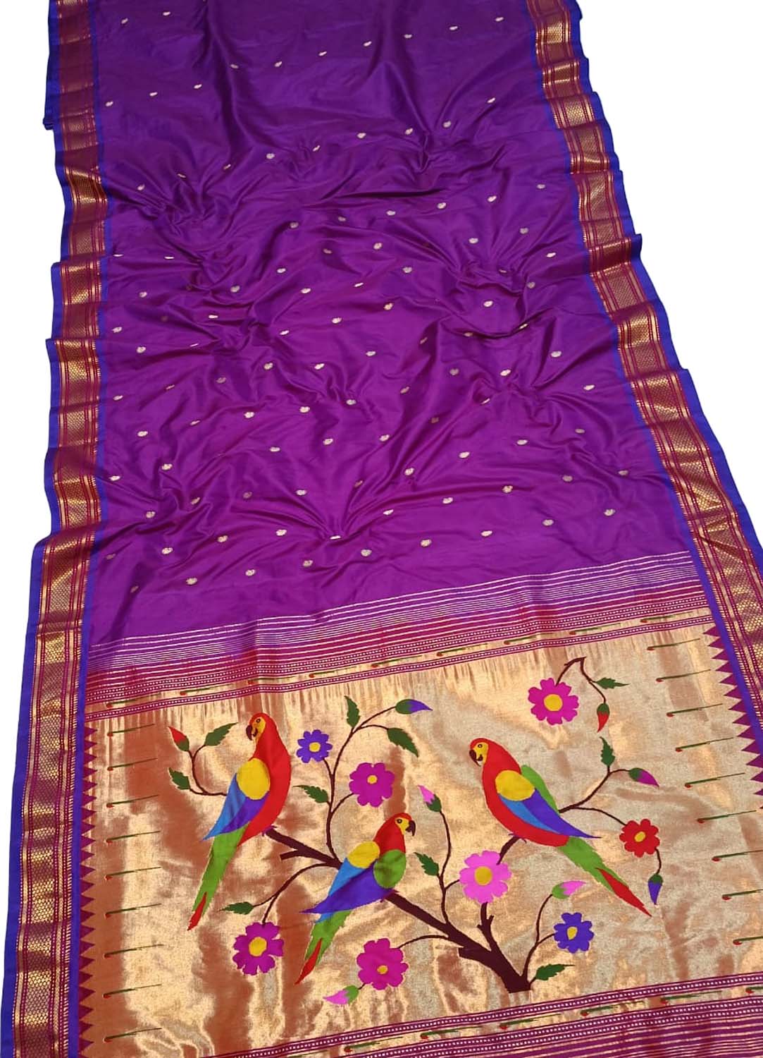 Purple Handloom Paithani Pure Silk Saree - Luxurion World