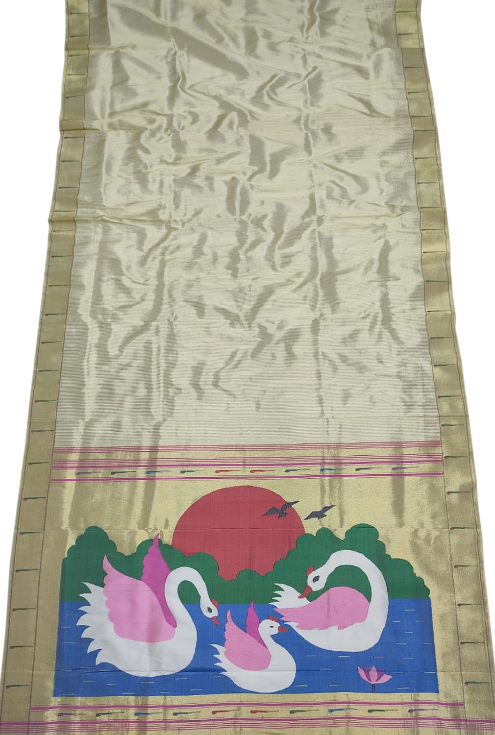 Pastel Paithani Handloom Pure Silk Single Muniya Border Saree - Luxurion World