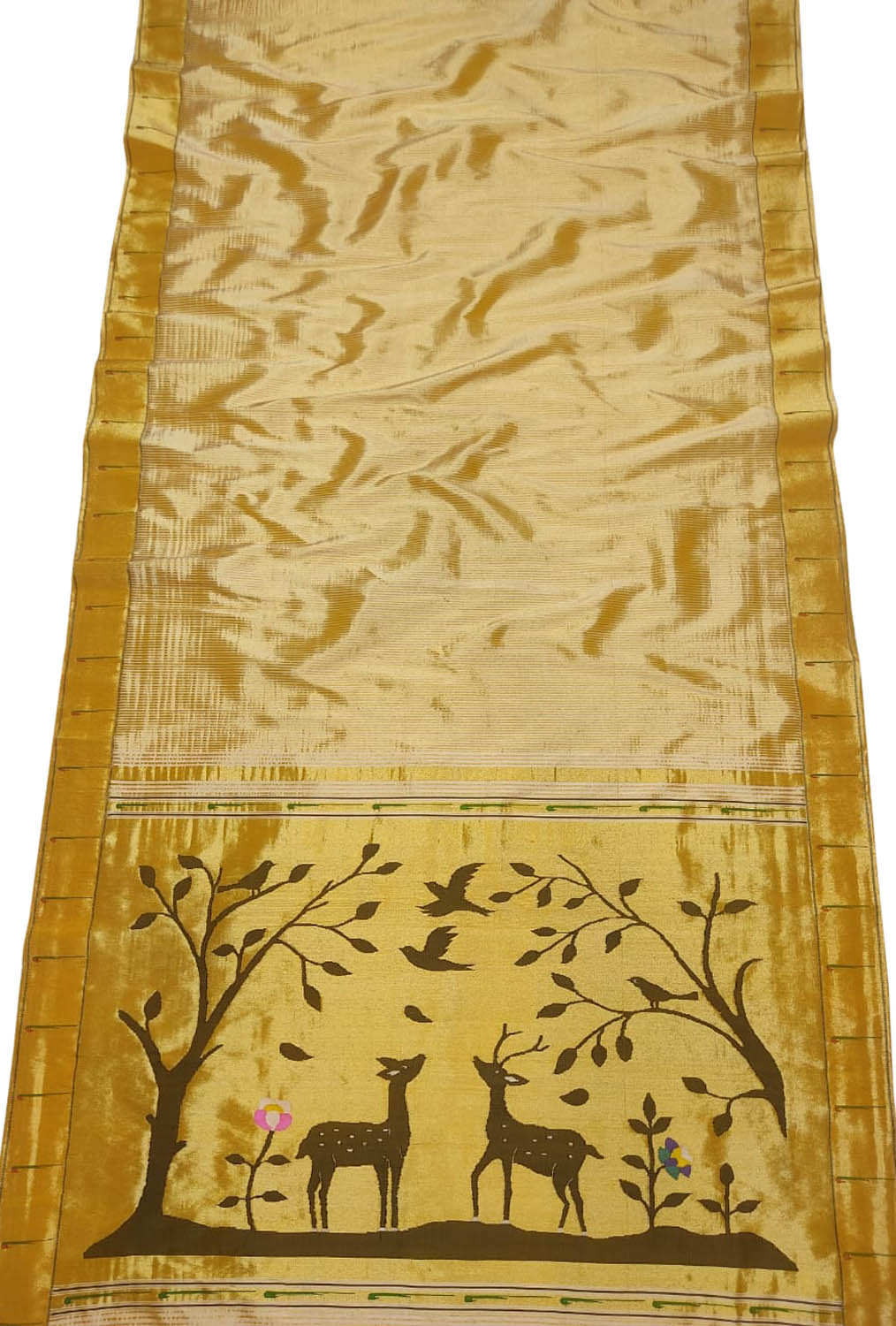 Pure Silk Yellow Paithani Handloom Saree: Traditional Elegance - Luxurion World