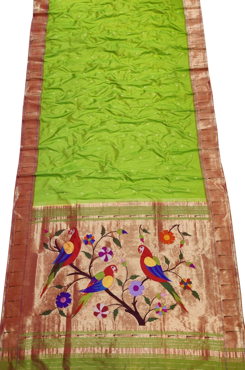 Pure Silk Green Paithani Handloom Saree: Traditional Elegance - Luxurion World