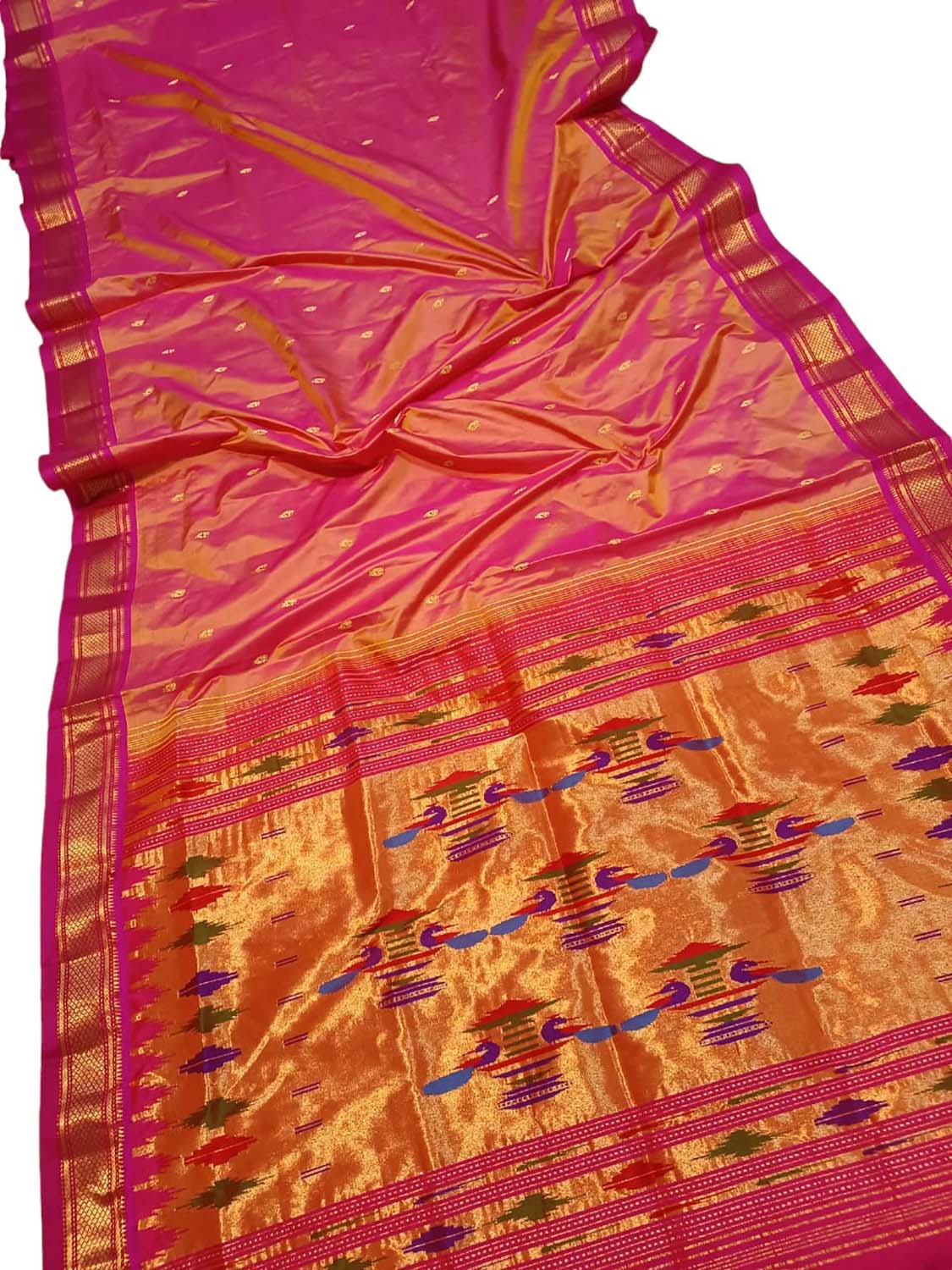 Pure Silk Pink Paithani Handloom Saree: Traditional Elegance - Luxurion World
