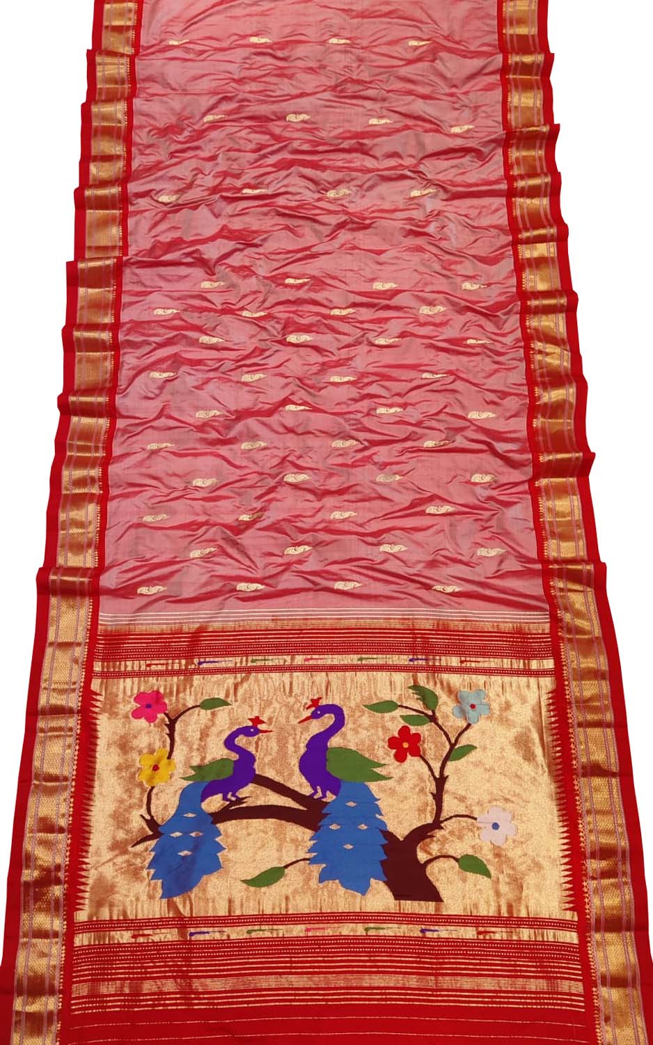 Pure Silk Pink Paithani Handloom Saree: Traditional Elegance - Luxurion World