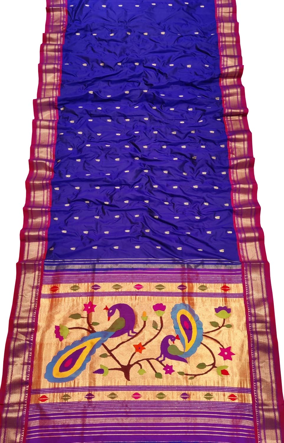 Pure Silk Blue Paithani Handloom Saree: Traditional Elegance - Luxurion World