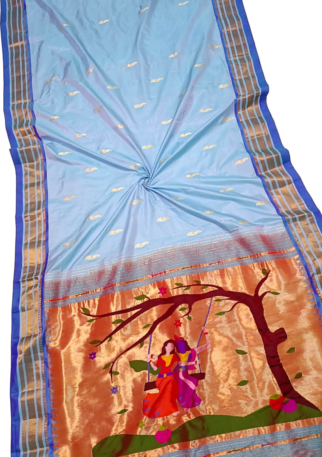 Blue Paithani Handloom Pure Silk Saree - Luxurion World