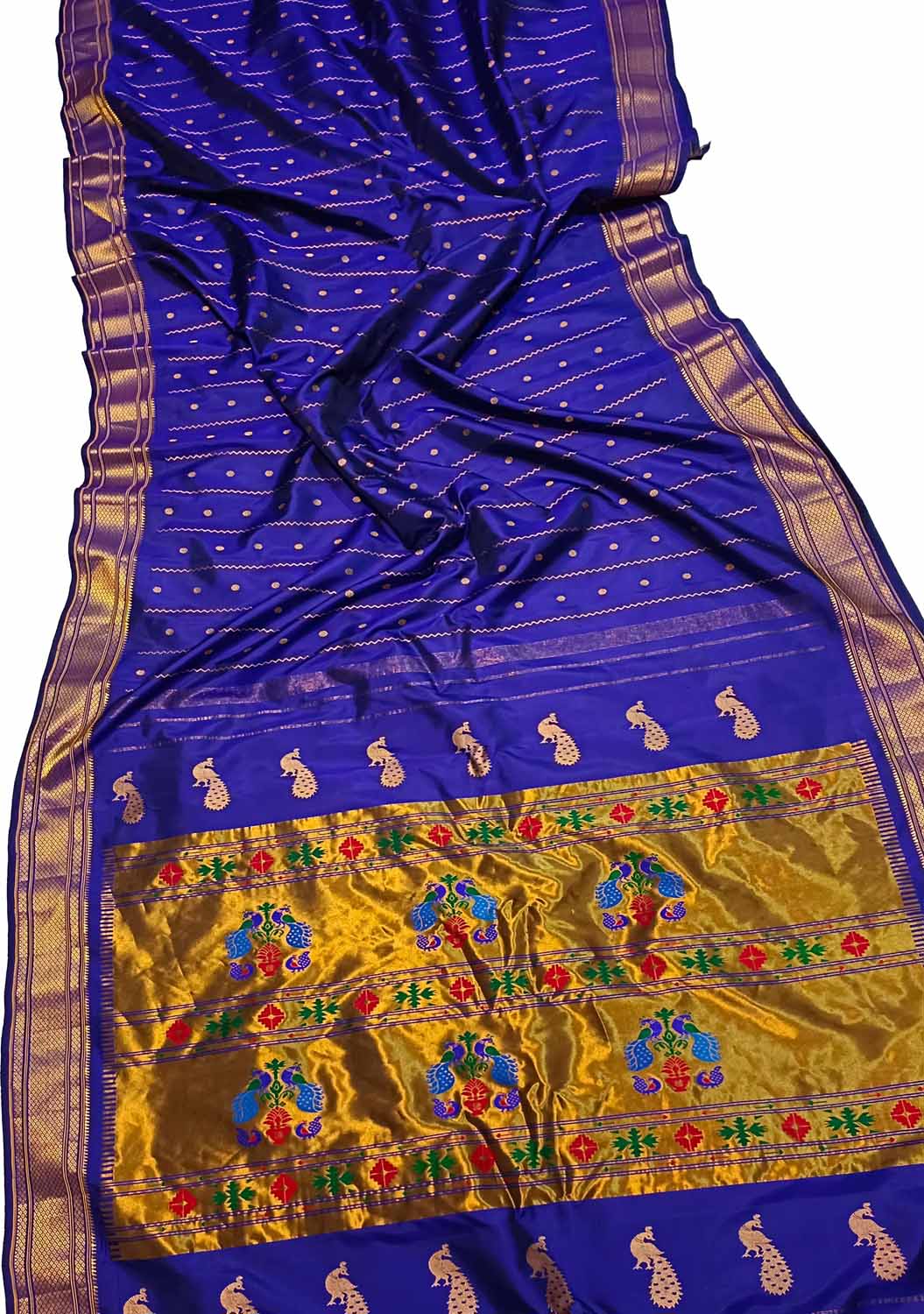 Blue Paithani Handloom Pure Silk Saree - Luxurion World