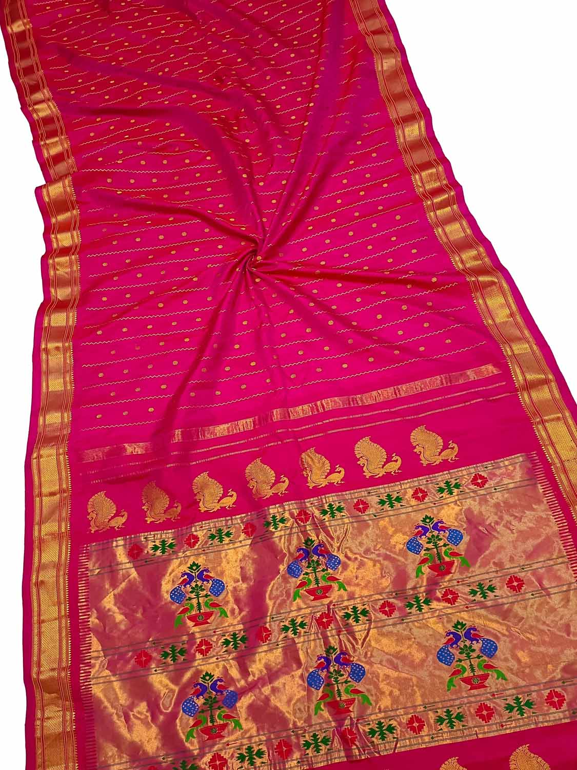 Pink Paithani Handloom Pure Silk Saree - Luxurion World